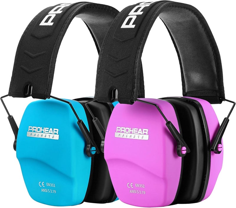 PROHEAR 016 Shooting Ear Protection Earmuffs 2 Pack, NRR 26dB for Gun Range, Hunting -Blue+Pink - Image 1